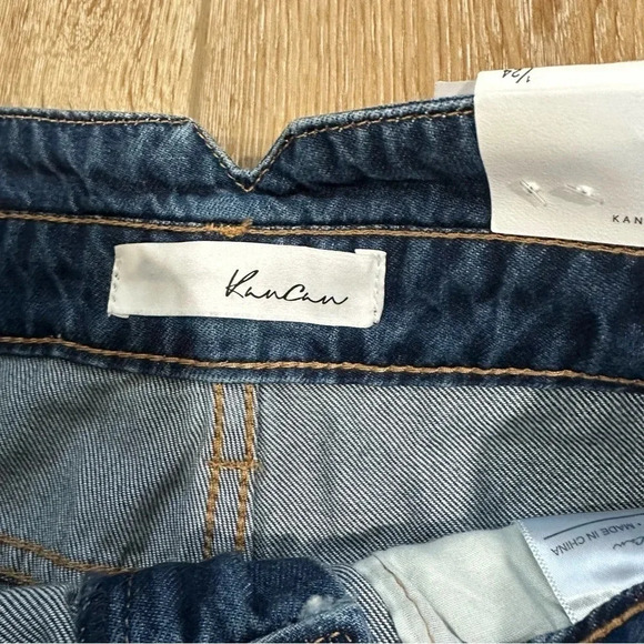 KanCan High Waist Belted Distressed Medium Wash Denim Tapered Leg Size 1/24 NWT - Picture 8 of 11